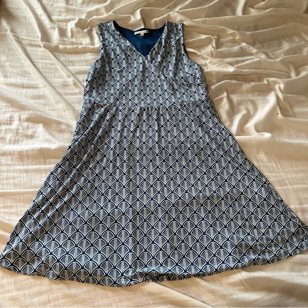 Elegant Blue Patterned Women's Dress